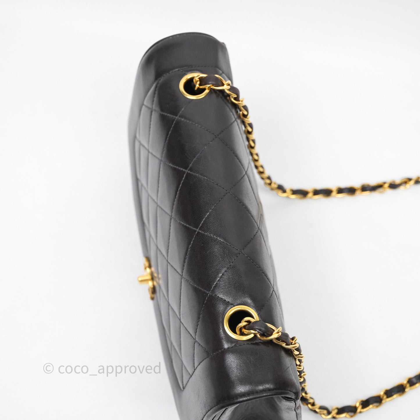 Chanel Vintage Medium Classic Diana Flap Bag Black Lambskin 24K Gold Hardware