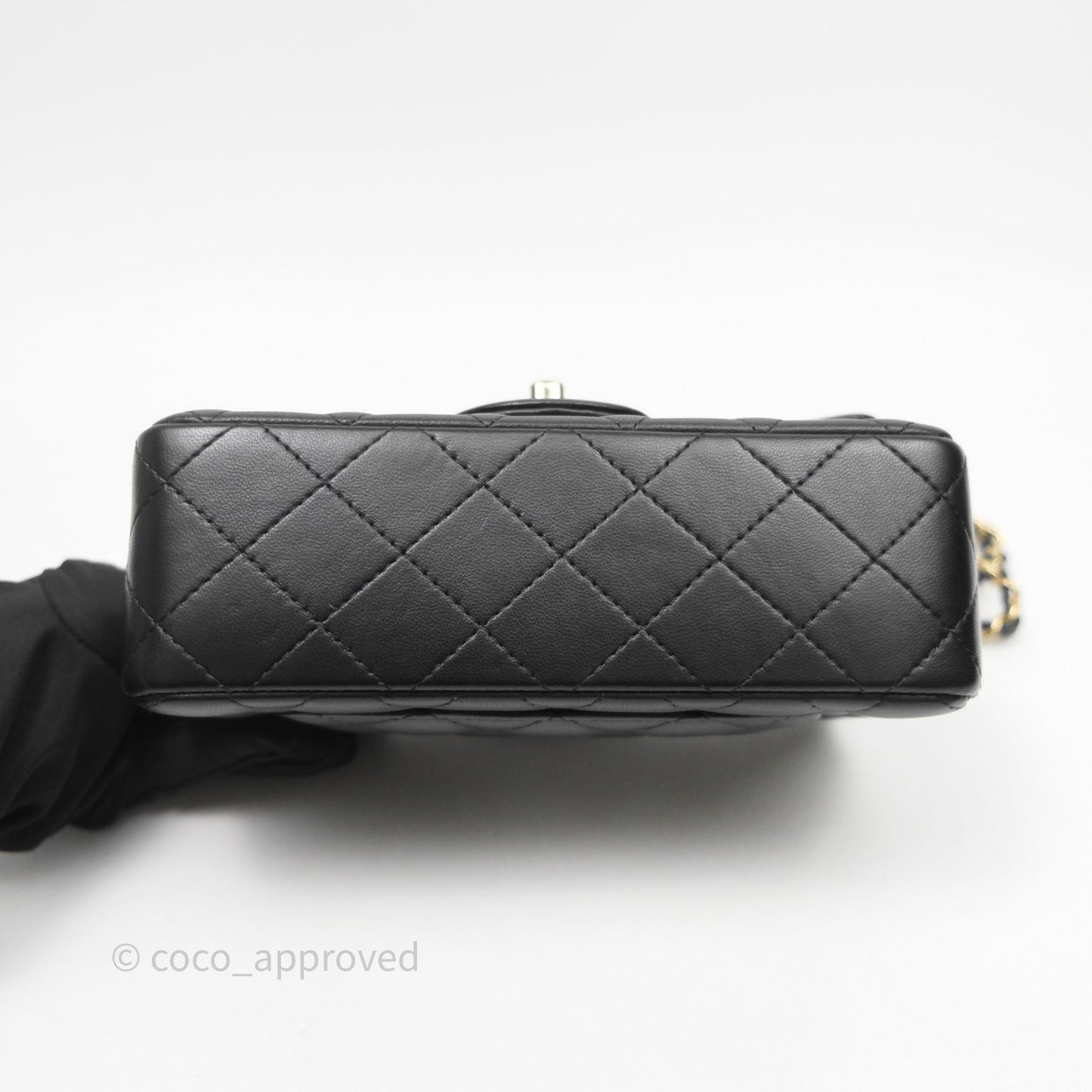 Chanel Mini Rectangular Black Lambskin Bag Gold Hardware