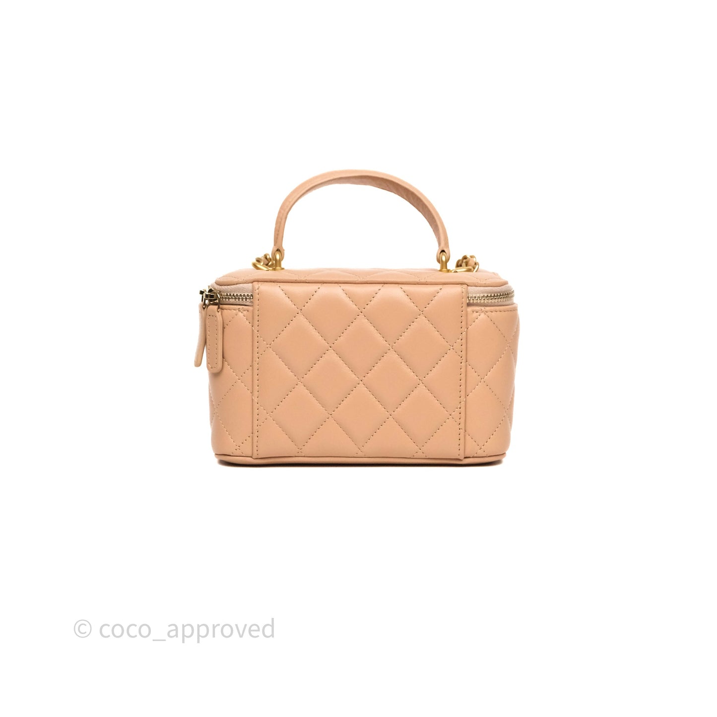 Chanel Top Handle Vanity Lambskin Beige Bag Gold Hardware