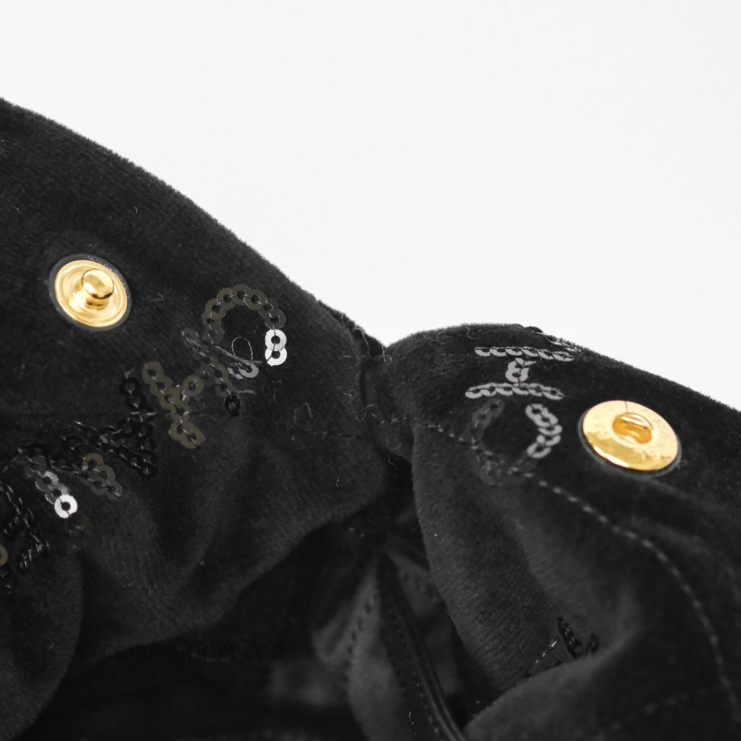 Chanel 22 Medium Sequins Logo Black Velvet