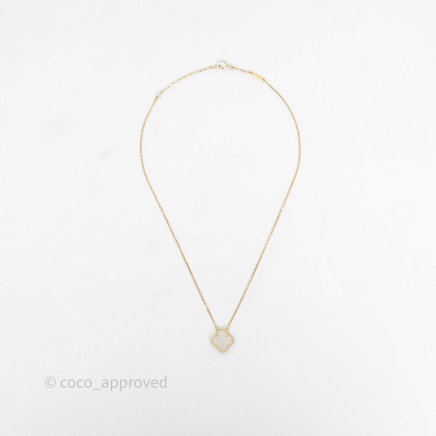 Van Cleef & Arpels Vintage Alhambra Pendant Necklace White Mother-of-pearl Yellow Gold