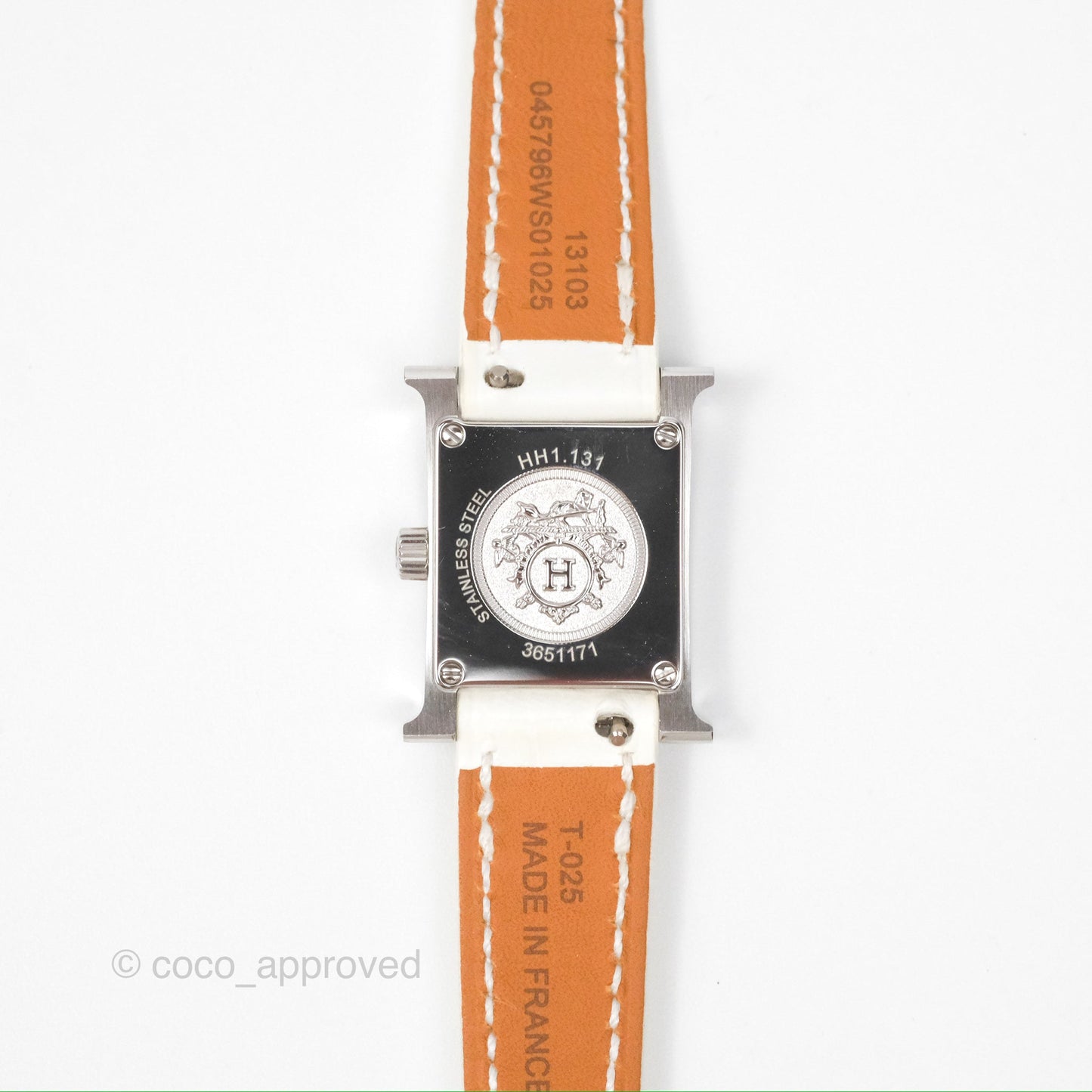 Hermes Heure H Watch Mini Diamonds White Mother-of-pearl White Alligator Leather