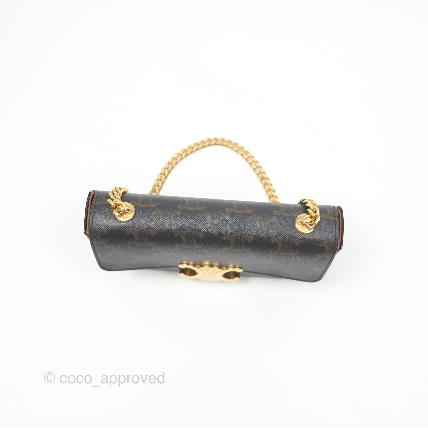 Celine Chain Shoulder Bag Claude in Triomphe Canvas Tan