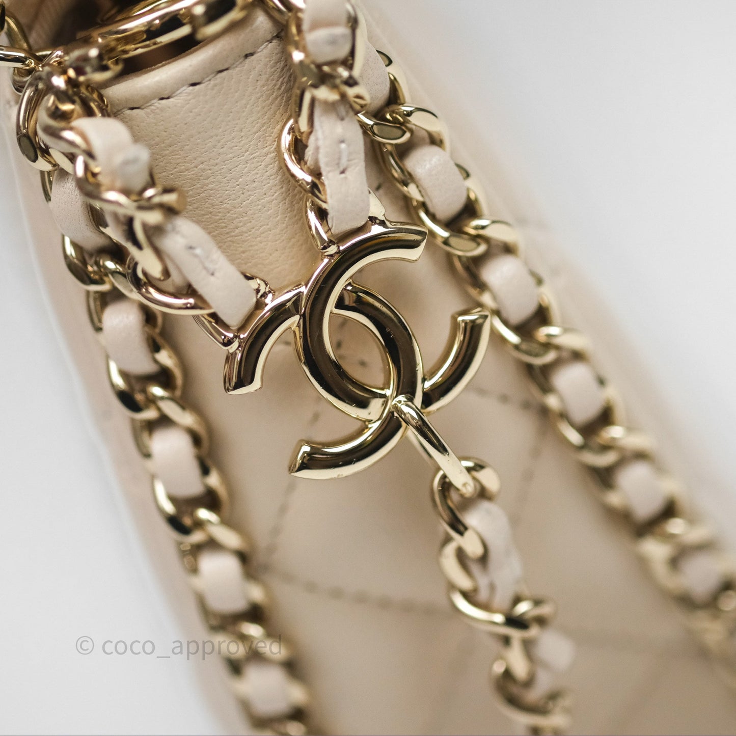 Chanel Small Hobo Bag Light Beige Lambskin Gold Hardware 23P
