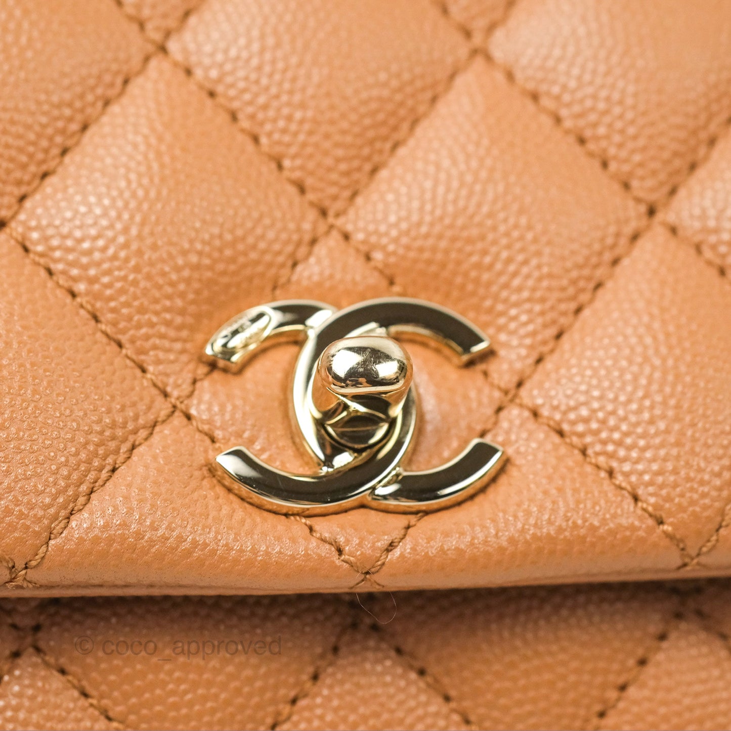 Chanel Mini Coco Handle Dark Beige Caviar Lizard Handle Gold Hardware