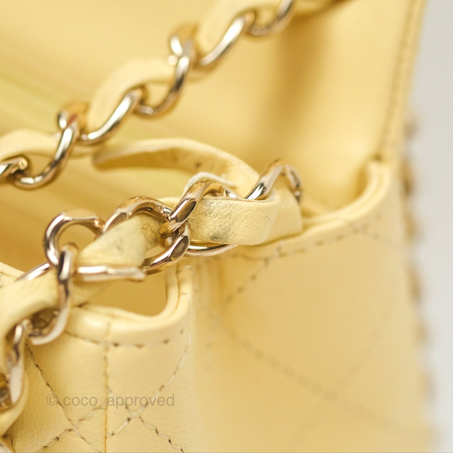 Chanel Mini Square Quilted Yellow Lambskin Gold Hardware