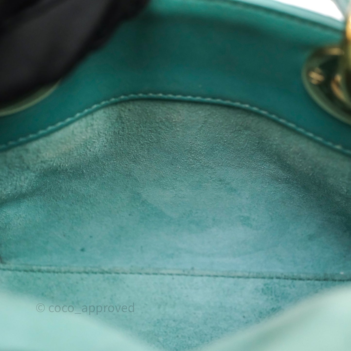 Christian Dior Mini Lady Dior Cannage Green Lambskin Gold Hardware