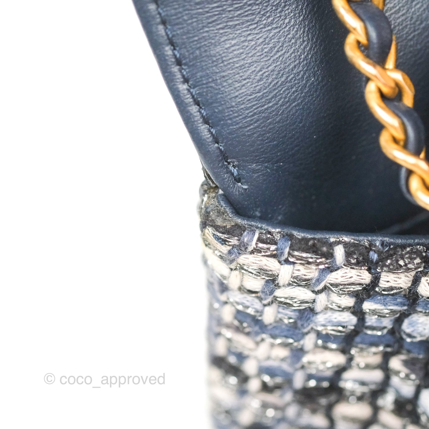 Chanel Quilted Small CC Filigree Flap Navy Tweed Python 18S