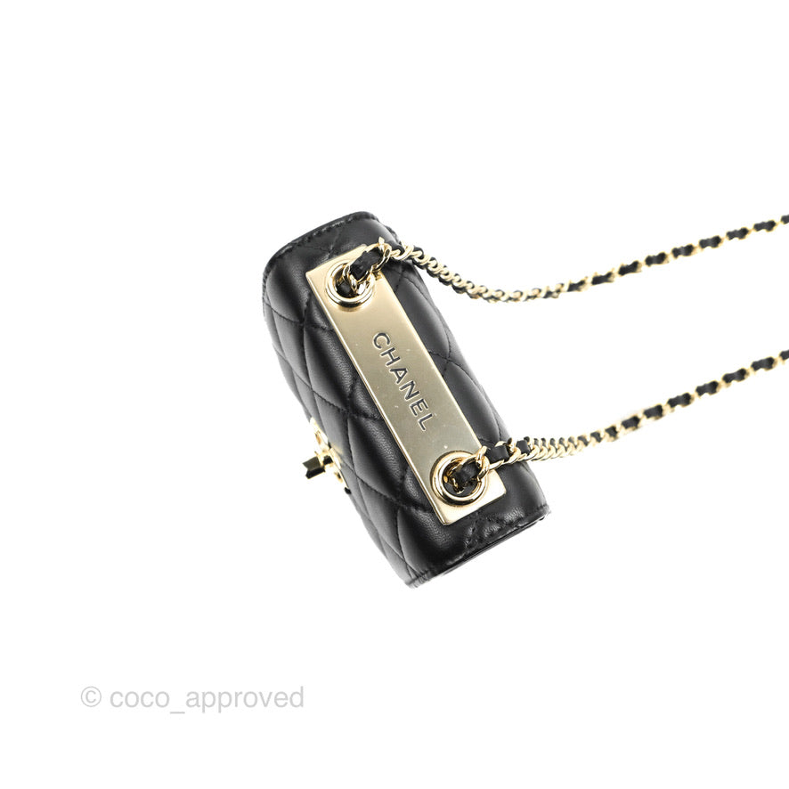 Chanel Mini Quilted Trendy CC Clutch With Chain Black Lambskin Gold Hardware