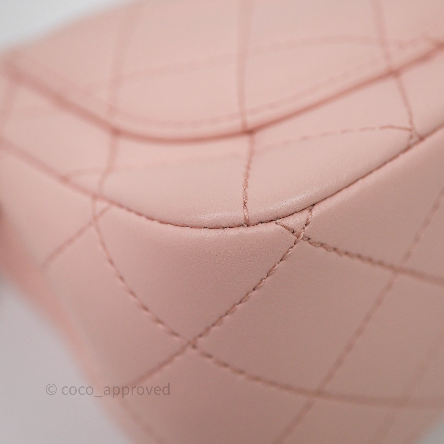 Chanel Pearl Crush Mini Square Quilted Pink Lambskin Aged Gold Hardware