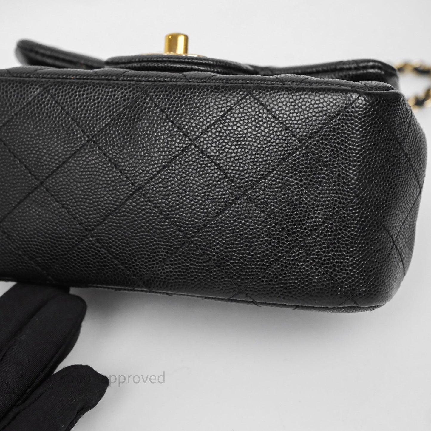 Chanel Mini Square Quilted Black Caviar Gold Hardware