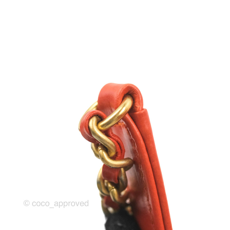 Chanel Chevron Small Coco Handle Dark Orange Shiny Aged Calfskin Aged Gold Hardware