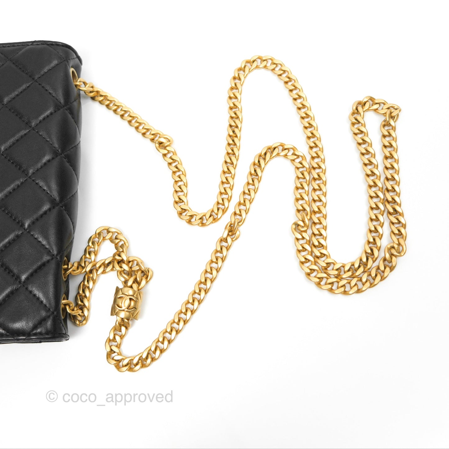 Chanel All Slide Wallet on Chain WOC Adjustable Chain Quilted Black Lambskin 22K