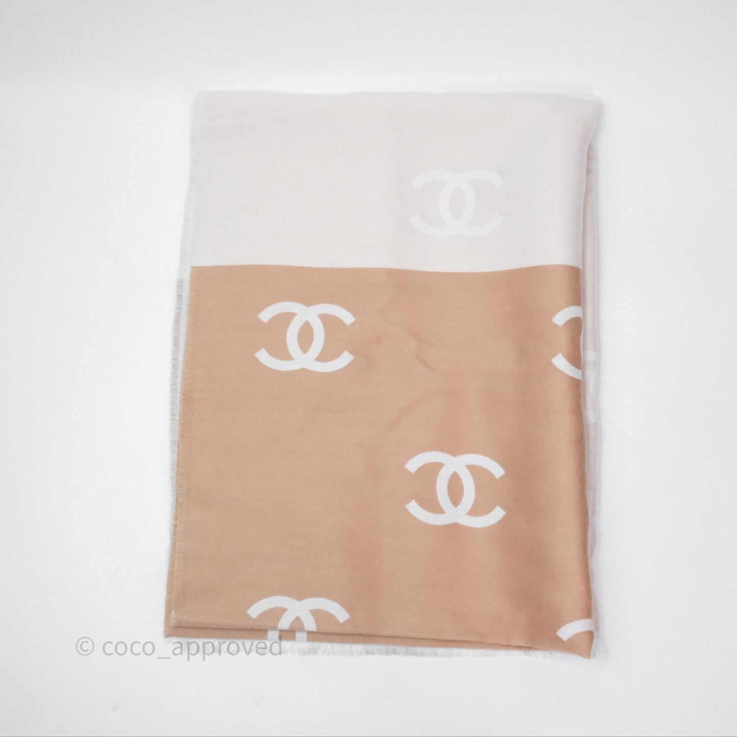 Chanel CC Logo Scarf Wool Coral 25C