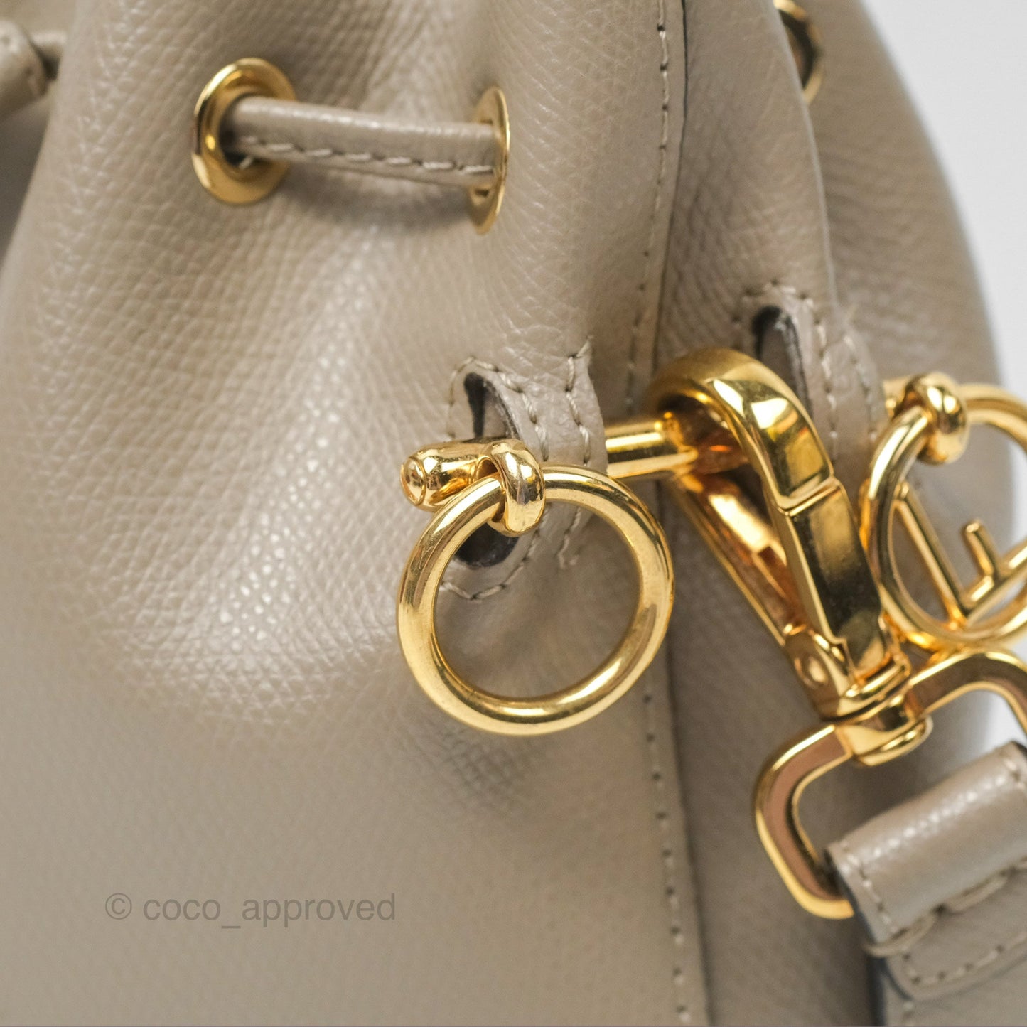 Fendi Mini Mon Tresor Bucket Bag Tortora Grained Calfskin