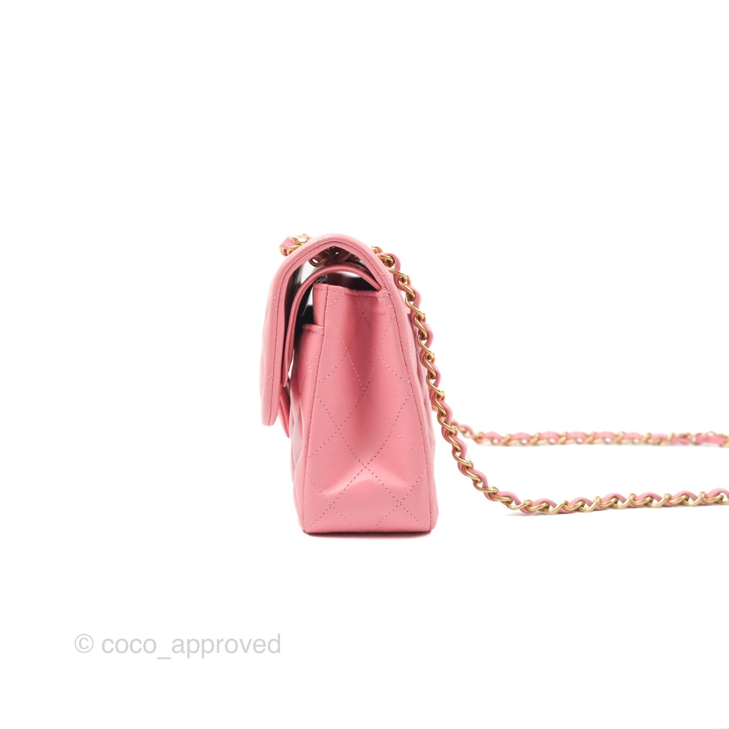 Chanel Small Classic Quilted Flap Pink Lambskin Gold Hardware