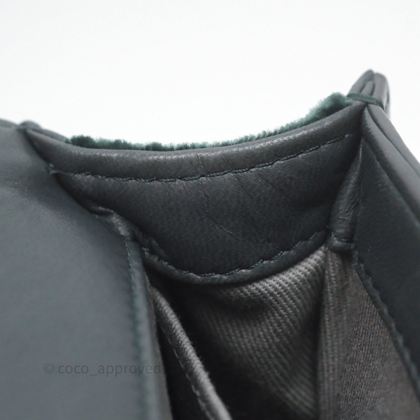 Chanel Small Boy Quilted Dark Green Velvet Ruthenium Hardware