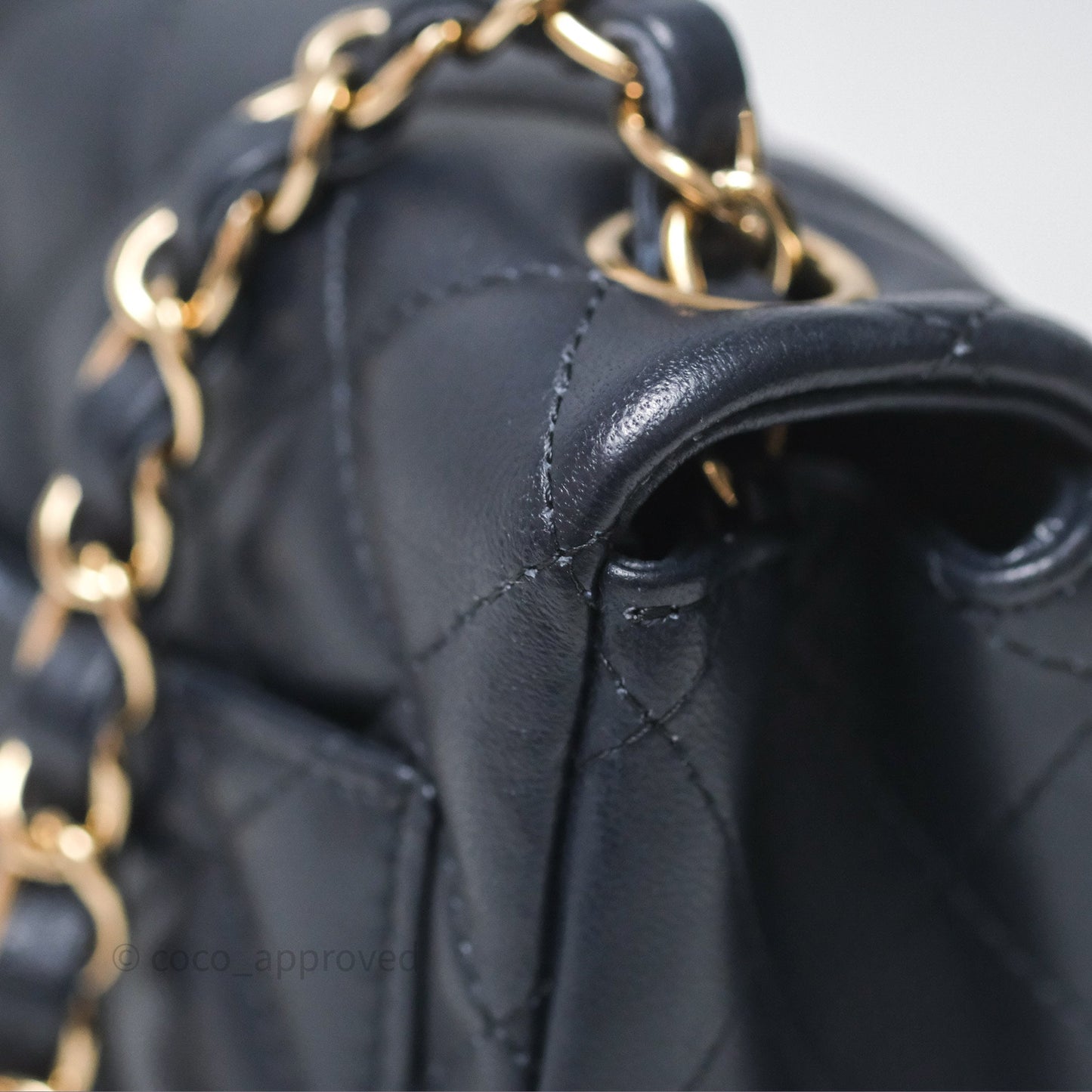 Chanel Mini Square Flap Quilted Navy Lambskin Gold Hardware