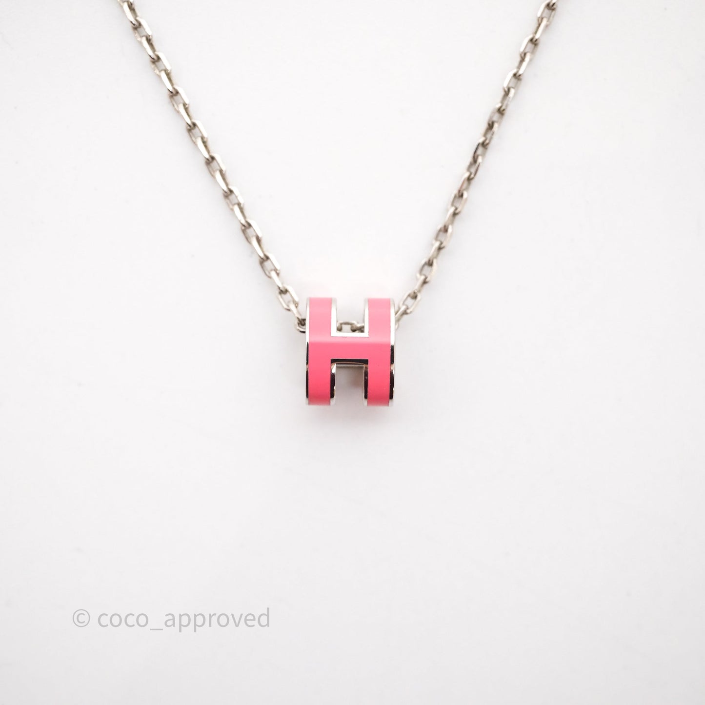 Hermès Mini Pop H Pink Pendant Necklace Palladium Hardware
