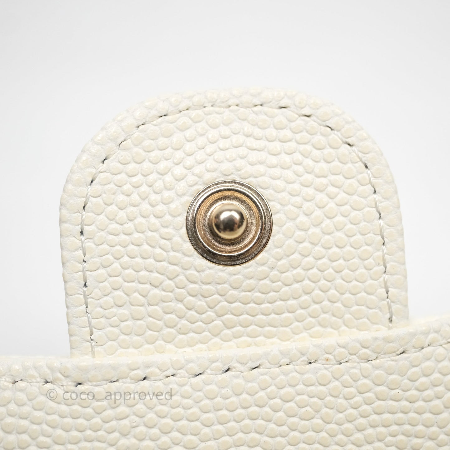 Chanel Quilted Classic Flap Card Holder White Caviar Gold Hardware