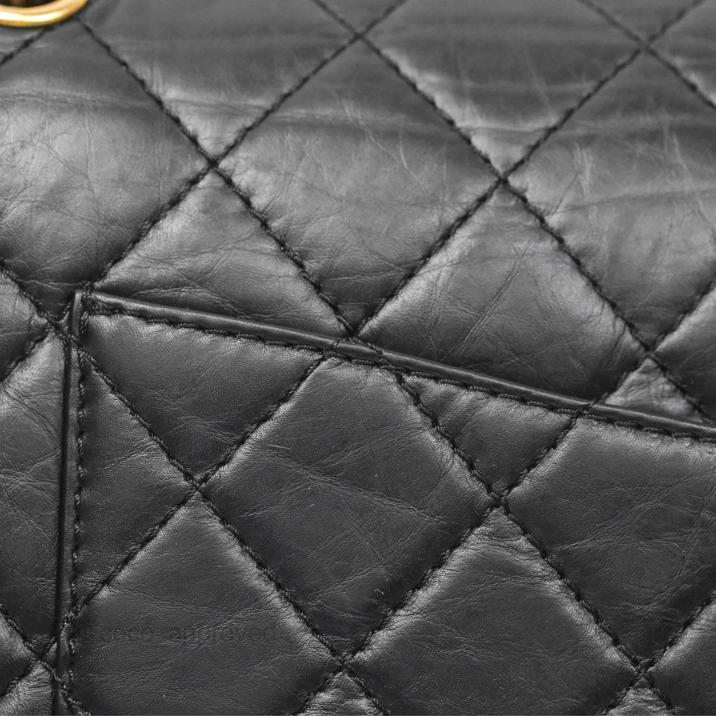 Chanel Reissue 227 Quilted Aged Calfskin Black Gold Hardware