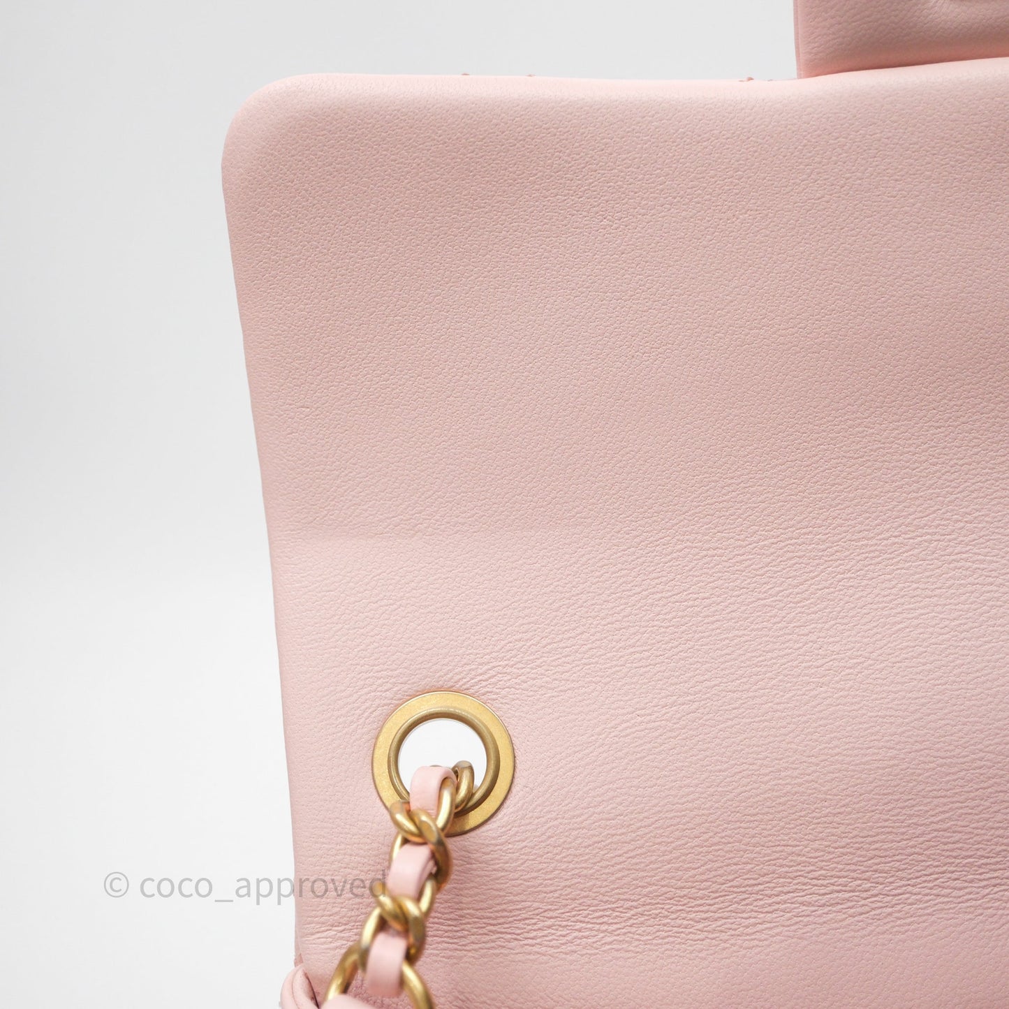 Chanel Mini Rectangular Pearl Crush Baby Pink Lambskin Aged Gold Hardware