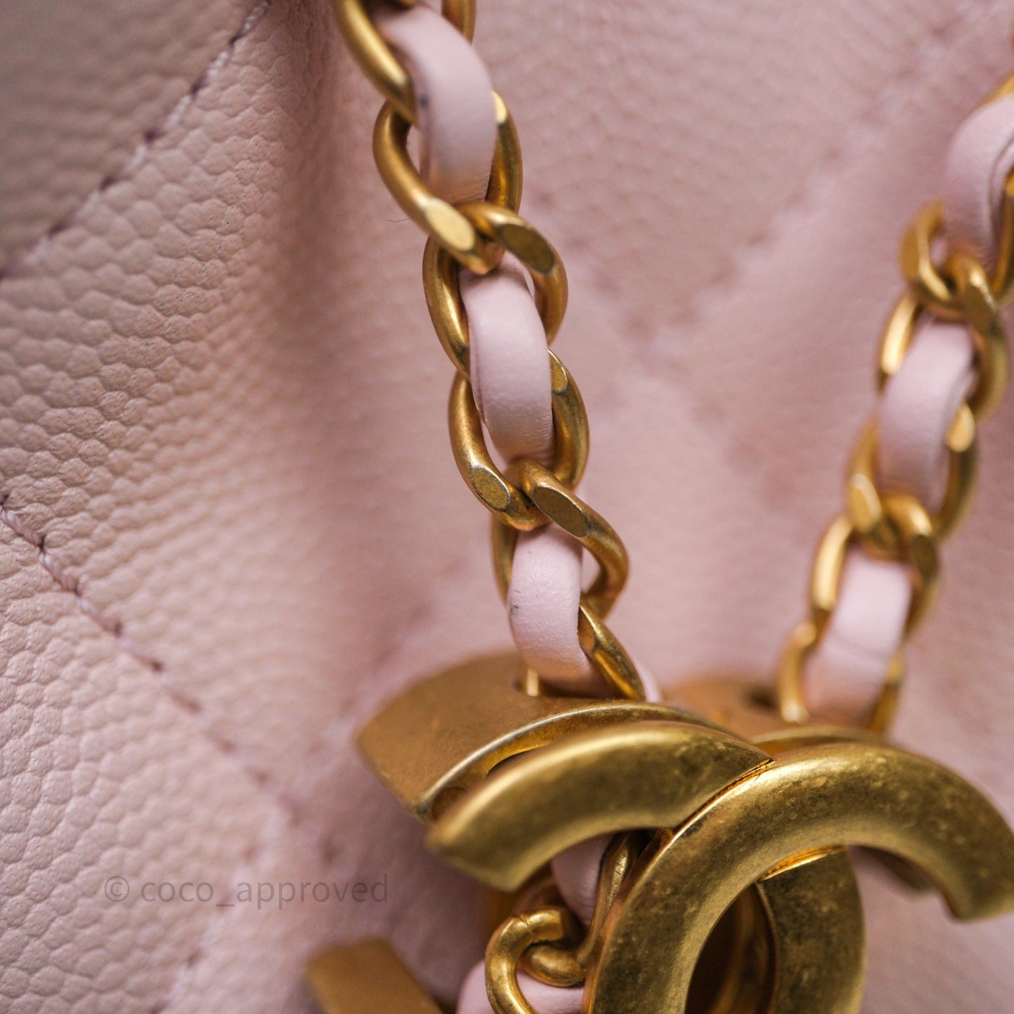 Chanel 25 Mini Pink Caviar Aged Gold Hardware