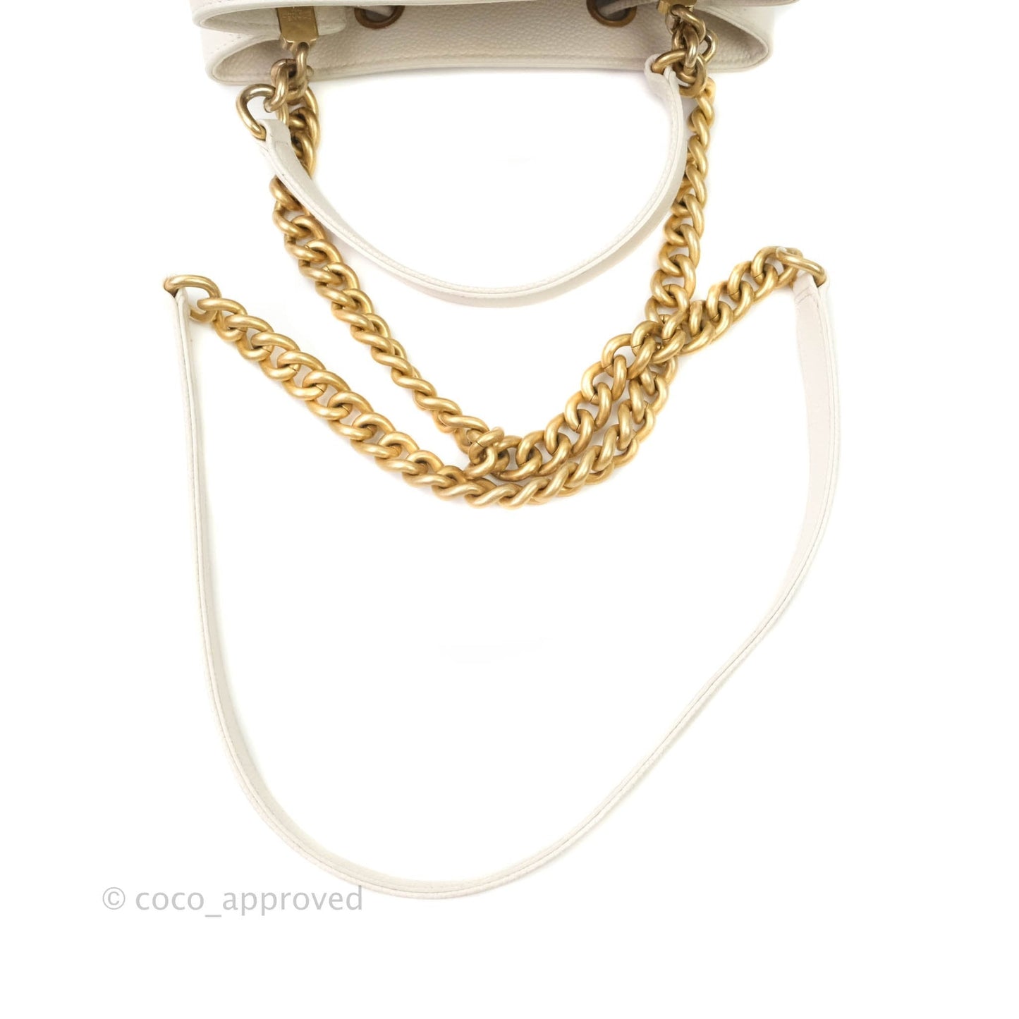 Chanel Grained Calfskin Ivory Drawstring Bucket Bag Aged Gold Hardware
