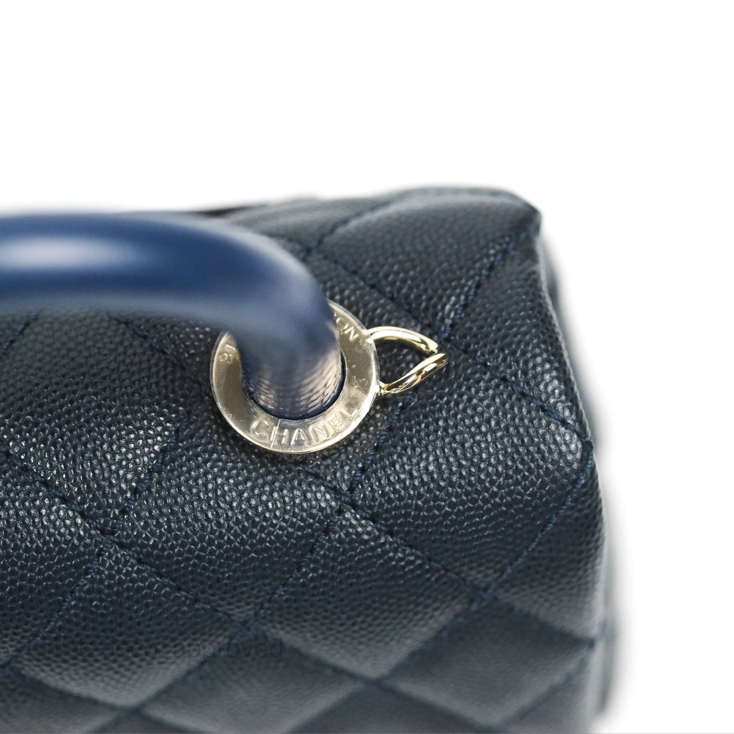 Chanel Mini Coco Handle Quilted Navy Caviar Gold Hardware
