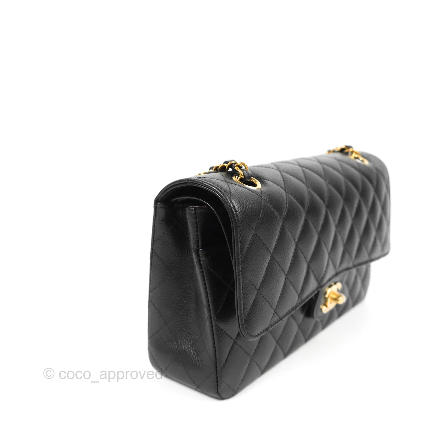 Chanel Classic M/L Medium Flap Quilted Black Caviar Gold Hardware