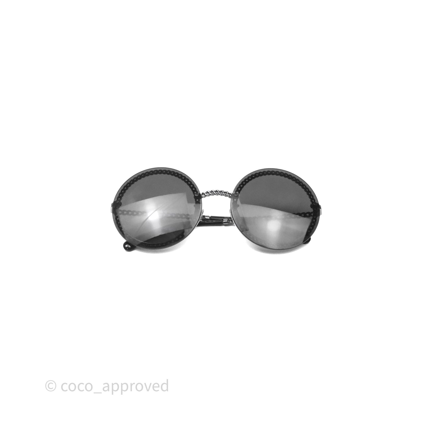Chanel Round Sunglasses With Chain Black