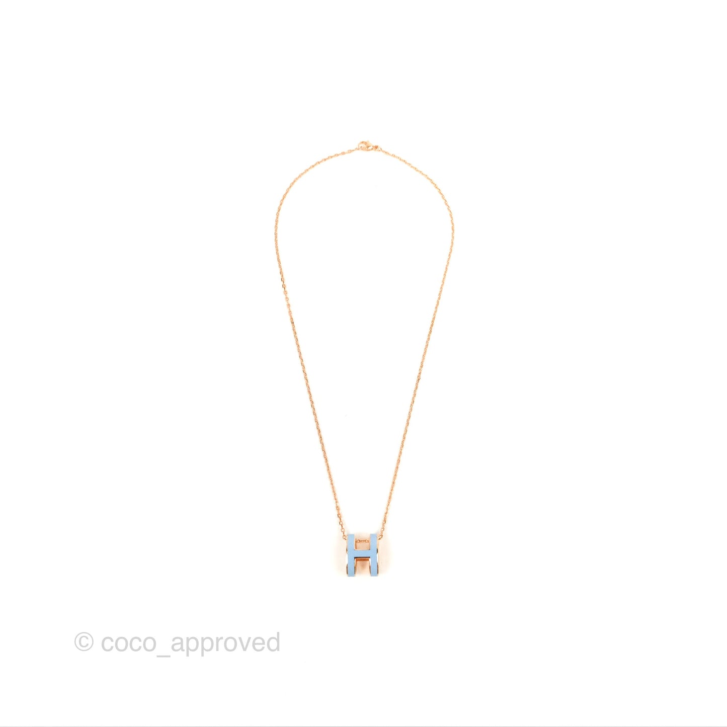Hermès Pop H Pendant Necklace Blue Celeste Rose Gold Hardware
