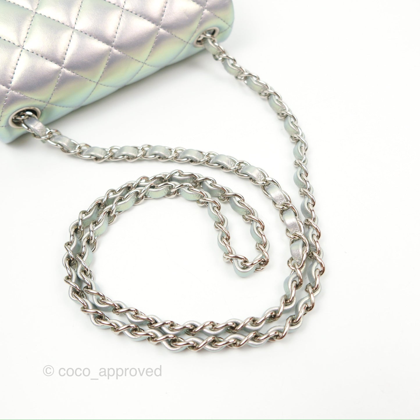 Chanel Mini Square Quilted Iridescent Lilac Silver Hardware 21K