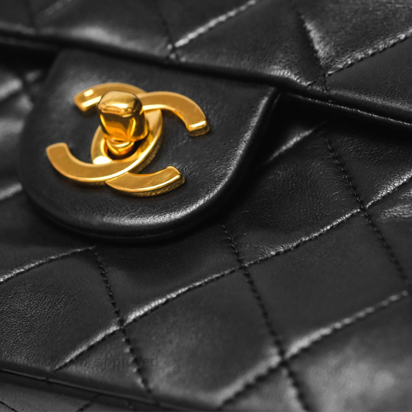 Chanel Vintage Mini Square Black Lambskin 24K Gold Hardware