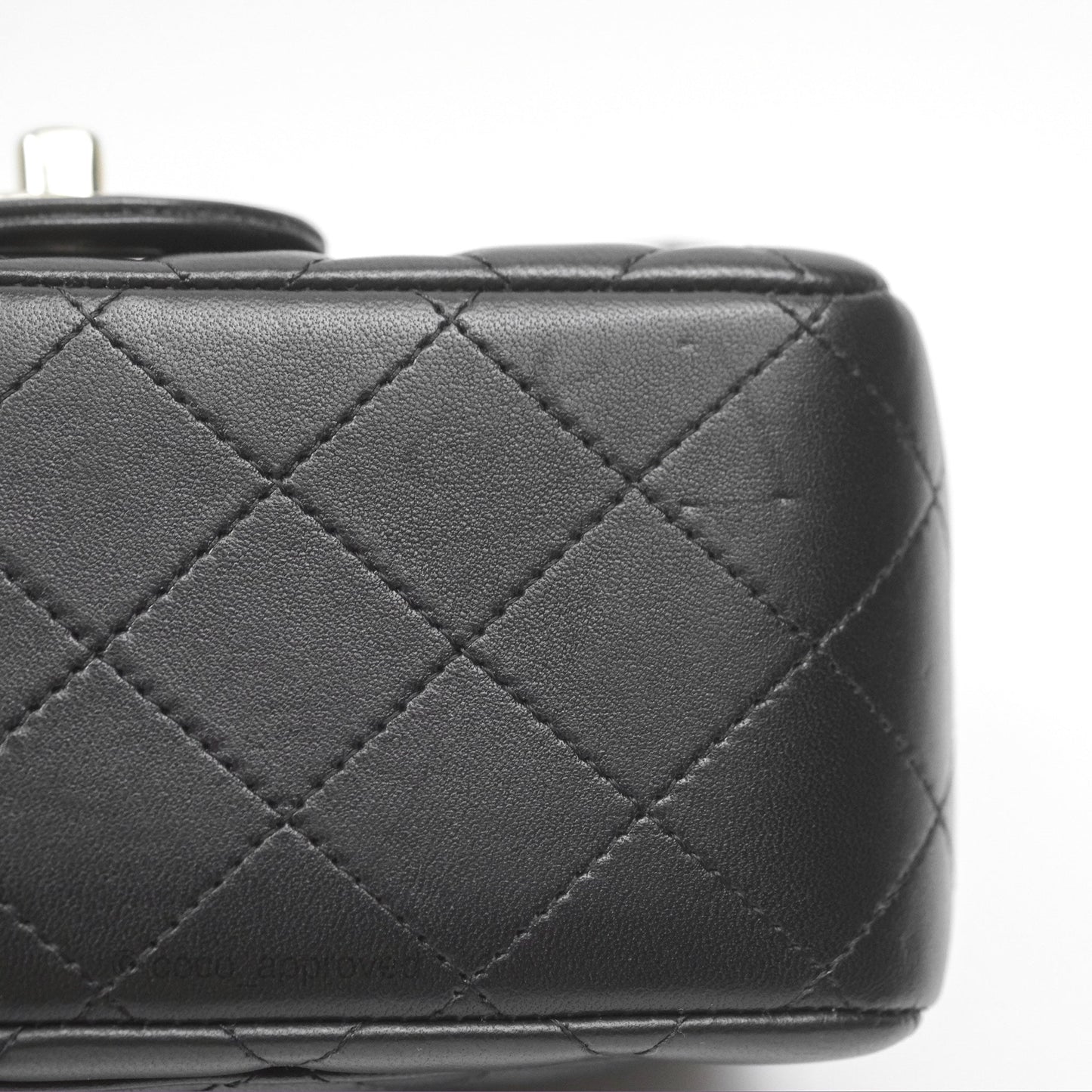 Chanel Mini Square Flap Quilted Black Lambskin Silver Hardware