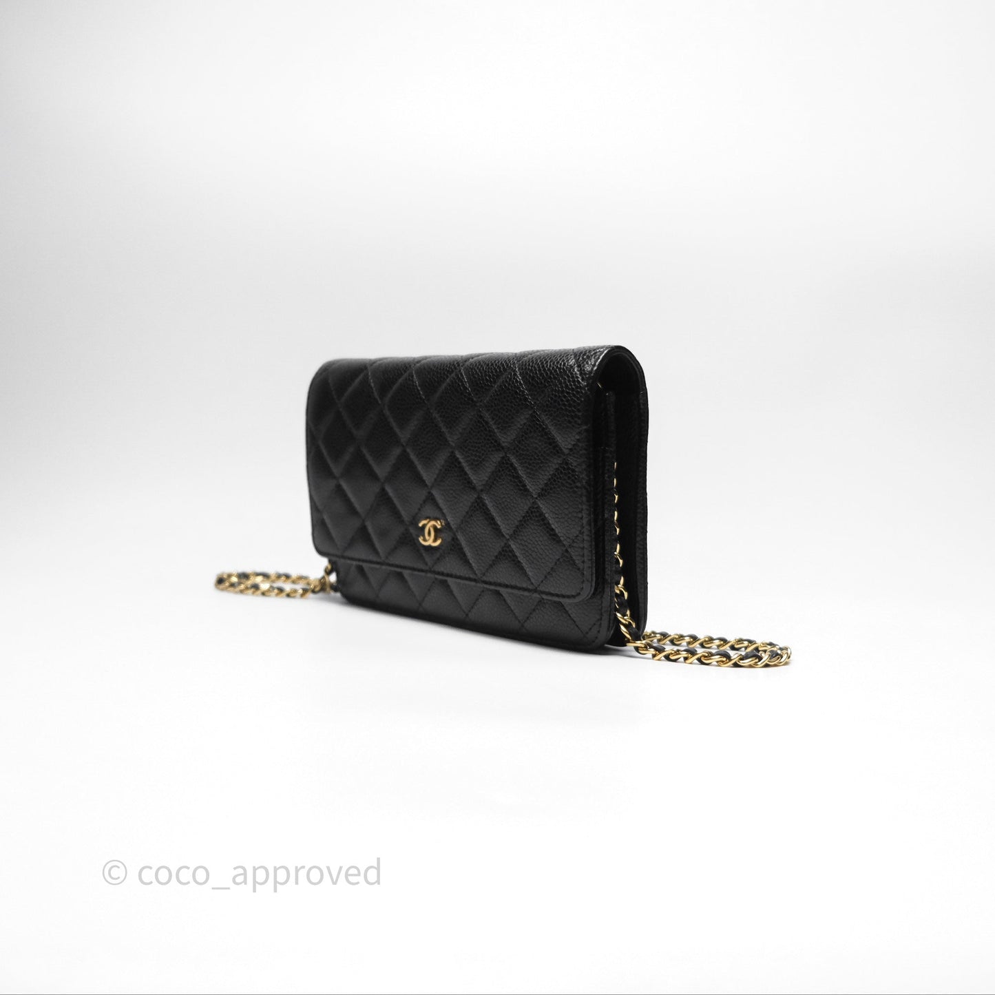 Chanel Quilted WOC Black Caviar Gold Hardware