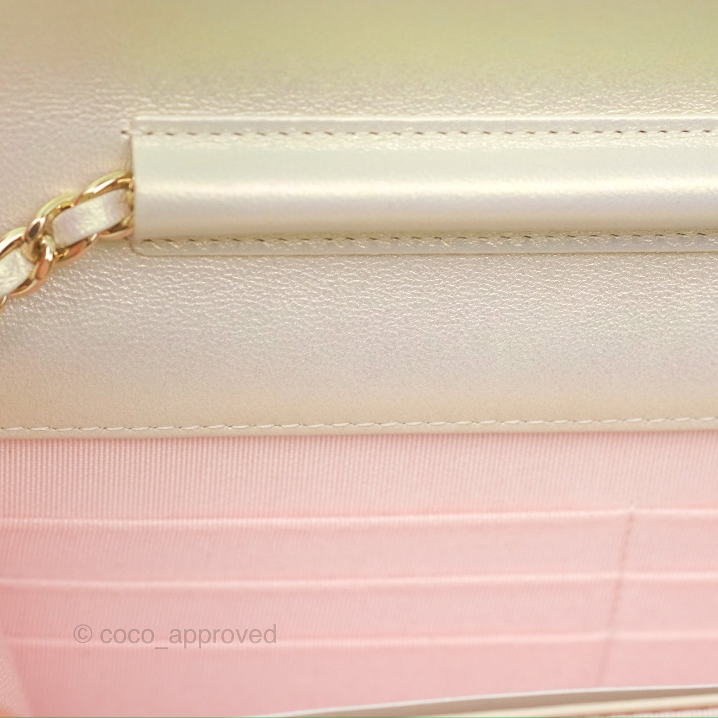 Chanel Quilted Wallet on Chain WOC Iridescent Ivory Gold Hardware 20A