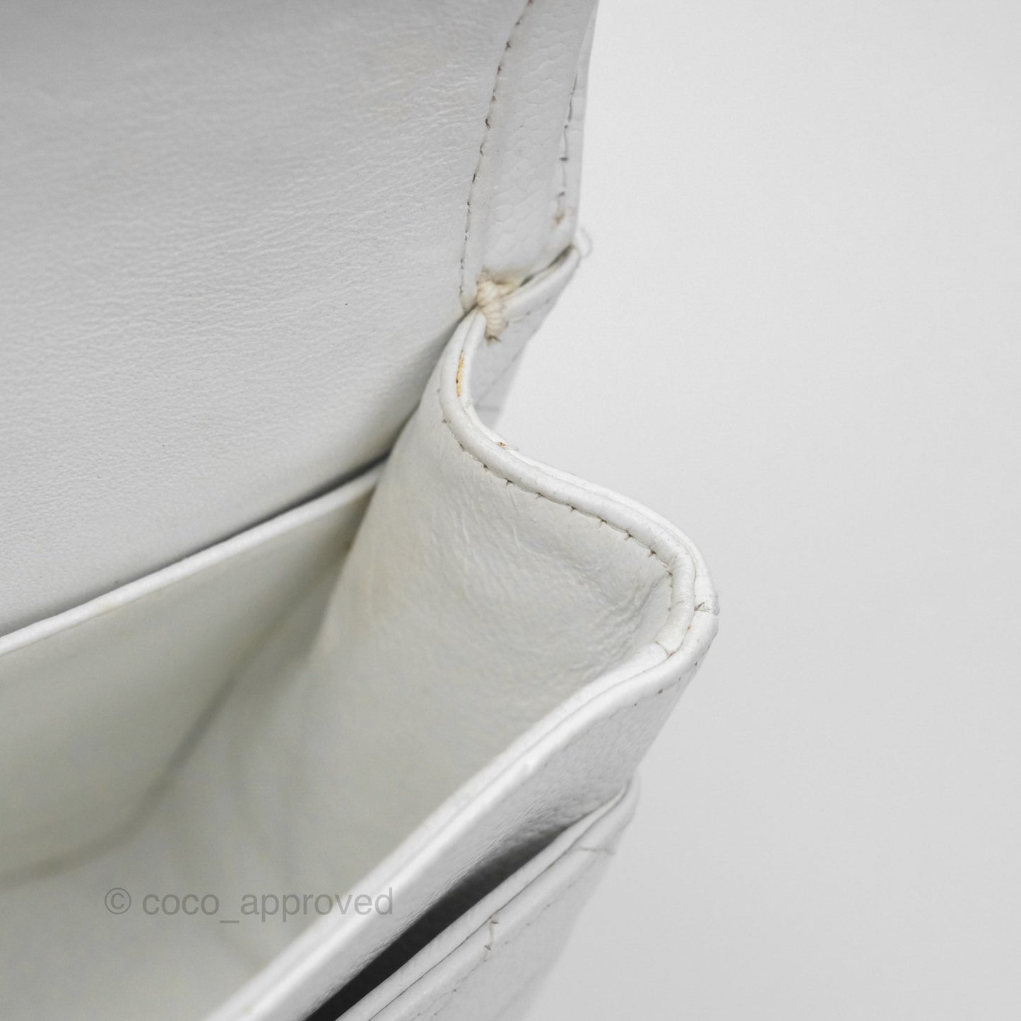 Chanel Classic M/L Medium Double Flap White Caviar Silver Hardware