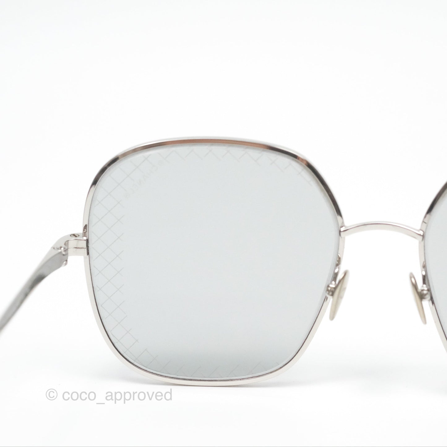 Chanel Gradient Lenses Square Sunglasses Silver Tone