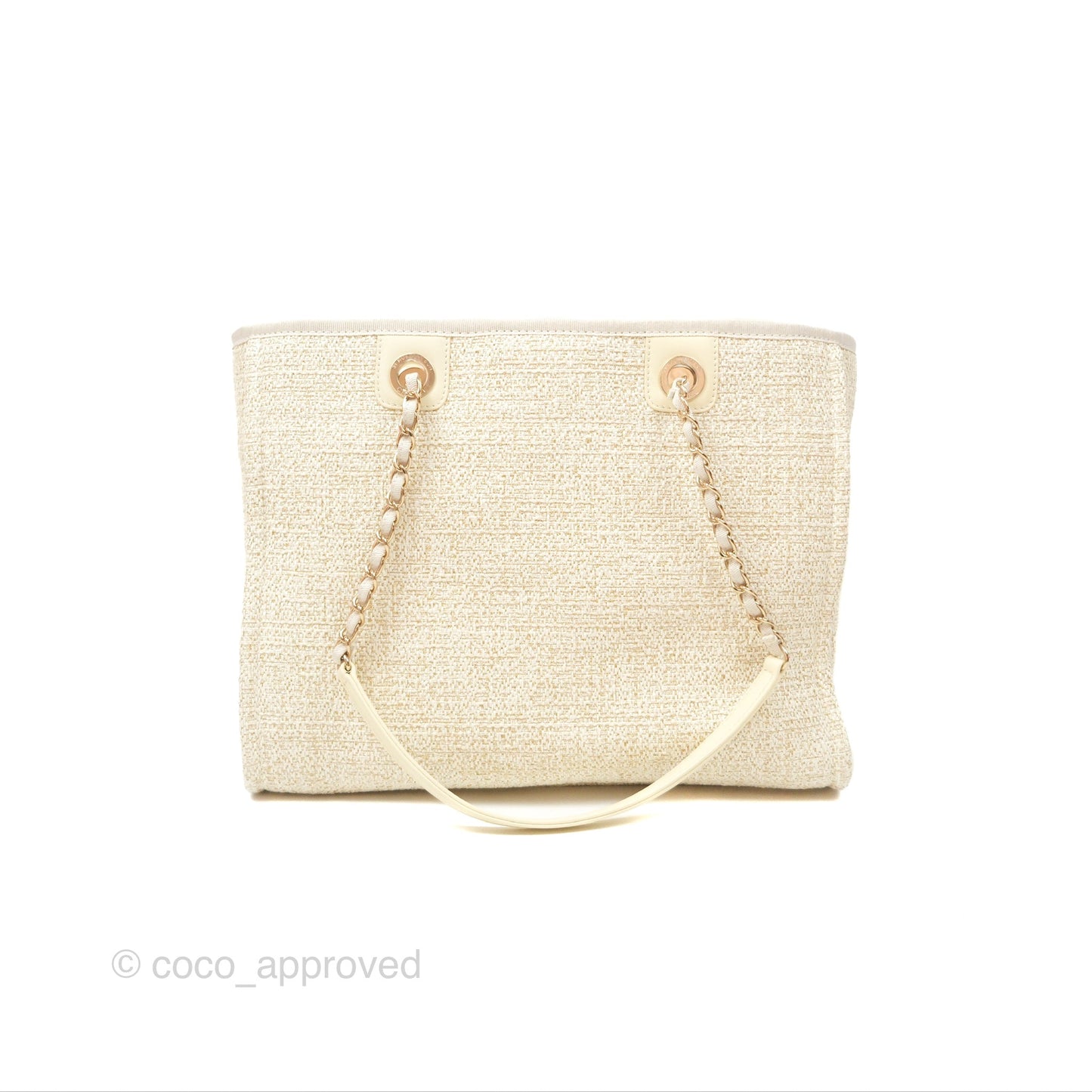 Chanel Medium Deauville Tote Ivory Lurex Boucle Gold Hardware