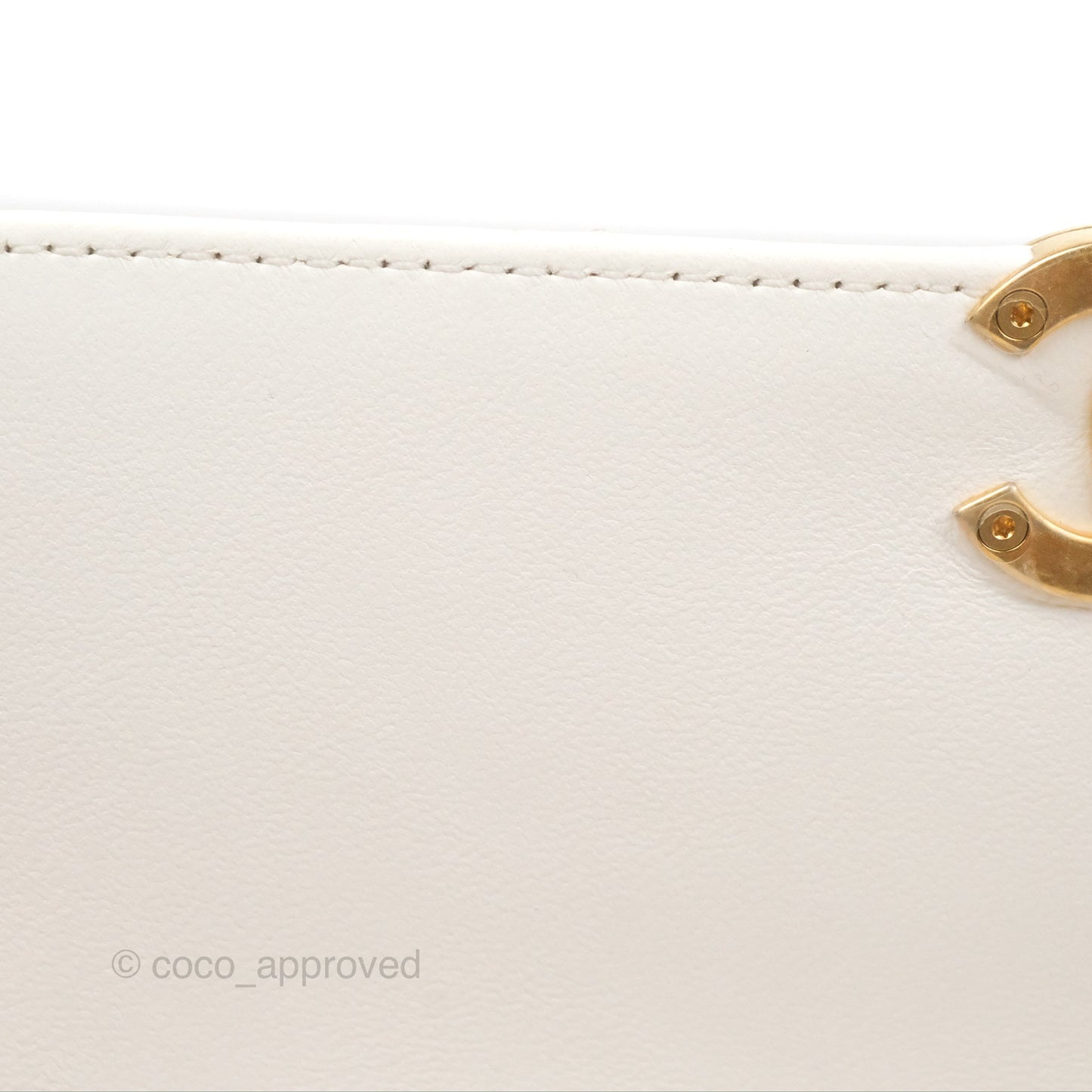 Chanel Crystal Logo Handle Flap Bag White Lambskin 22S