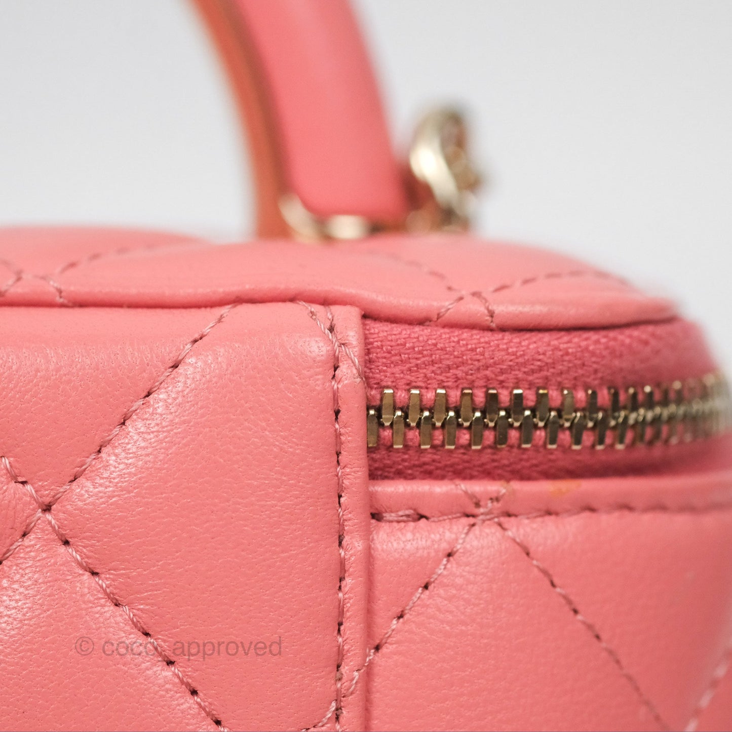 Chanel Vanity Rectangular Top Handle Pink Lambskin Gold Hardware