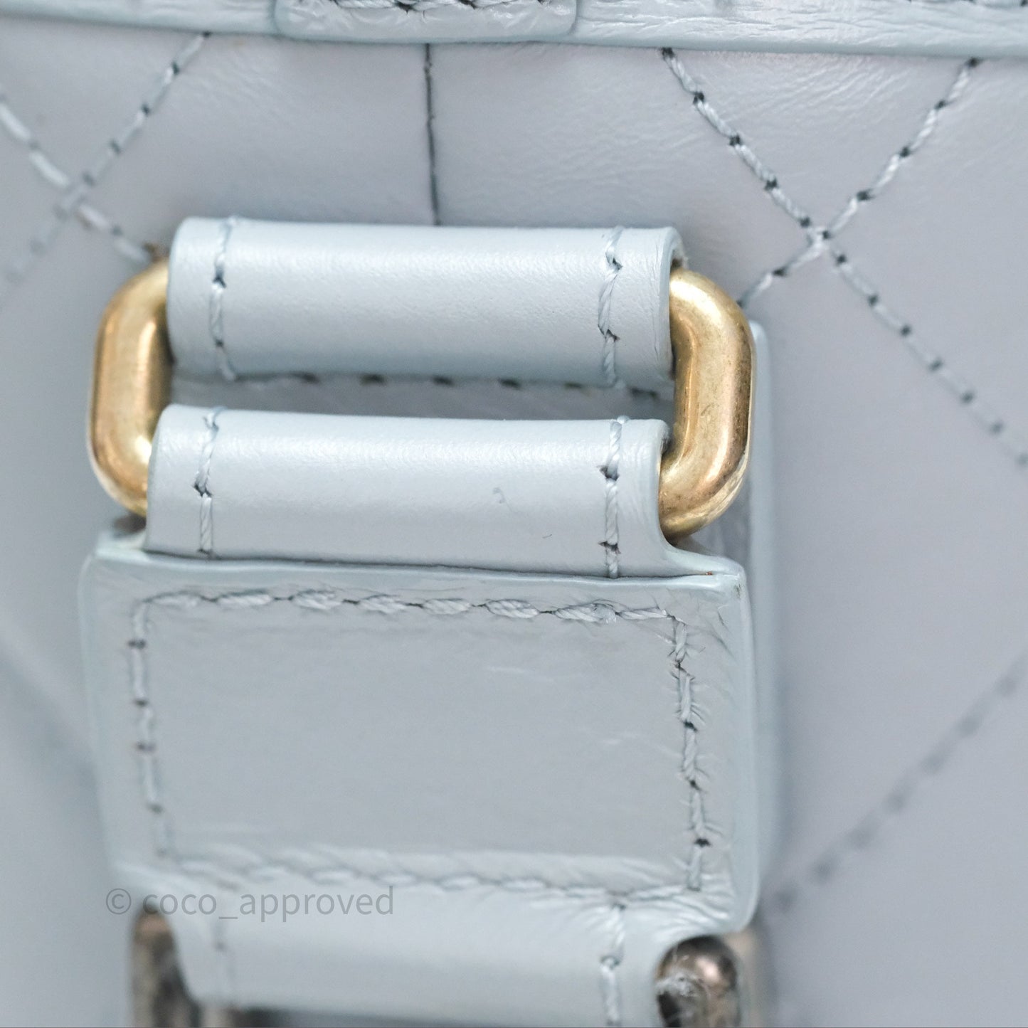 Chanel Small Gabrielle Hobo Quilted Light Blue Aged Calfskin