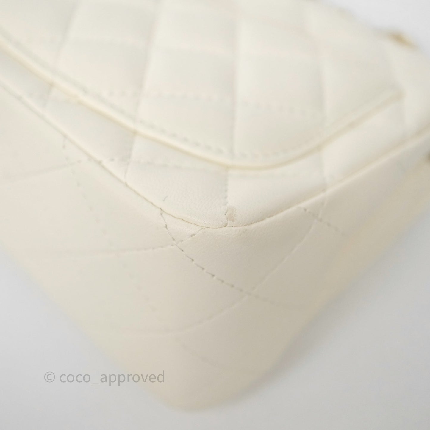 Chanel Quilted Mini Square White Lambskin Gold Hardware