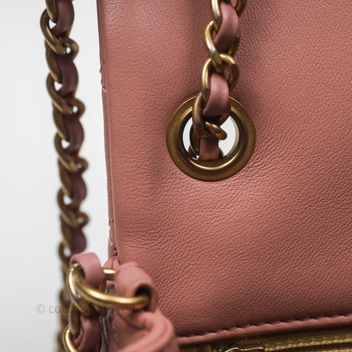 Chanel Mini Rectangular Pearl Crush Dusty Pink Lambskin Aged Gold Hardware