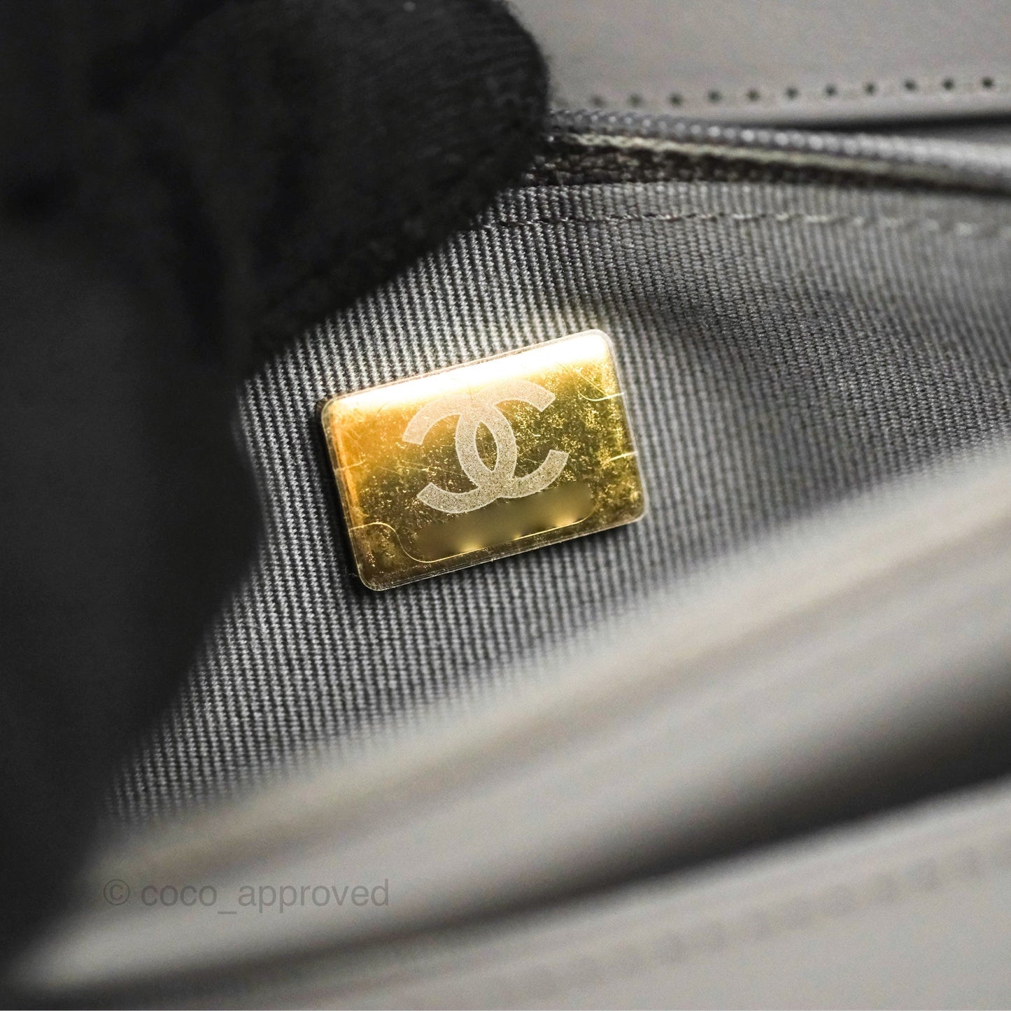 Chanel Quilted Boy Wallet on Chain WOC Dark Grey Caviar Gold Hardware