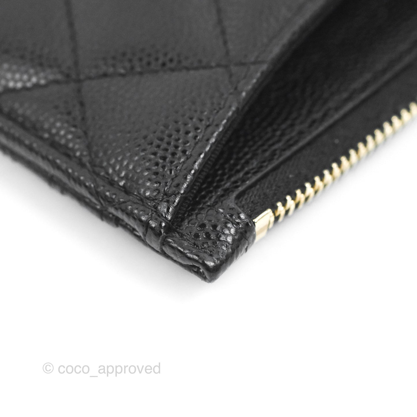 Chanel Quilted CC Zipped Card Holder Caviar Black Gold Hardware