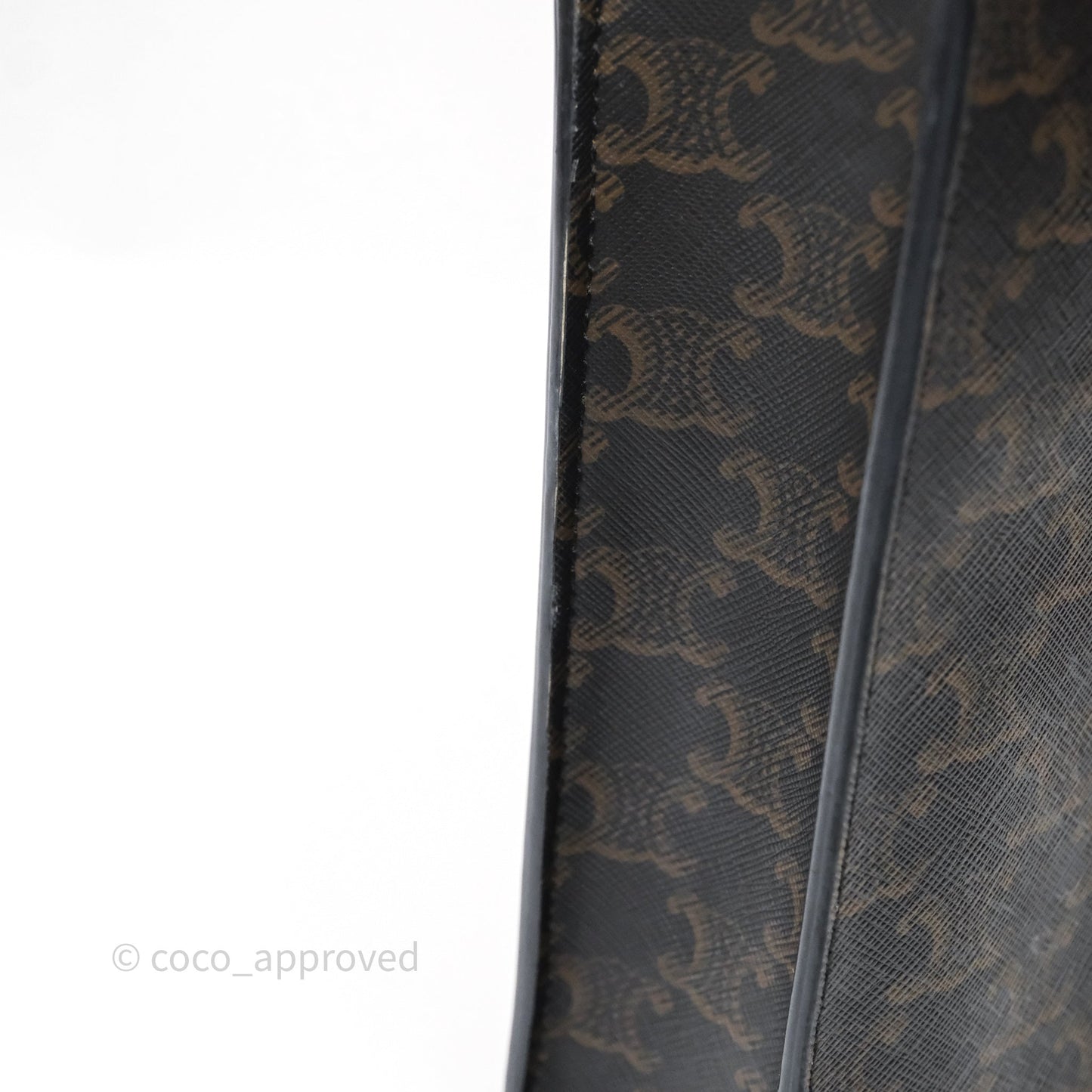 Celine Mini Vertical Cabas Bag Triomphe Canvas Tan Calfskin