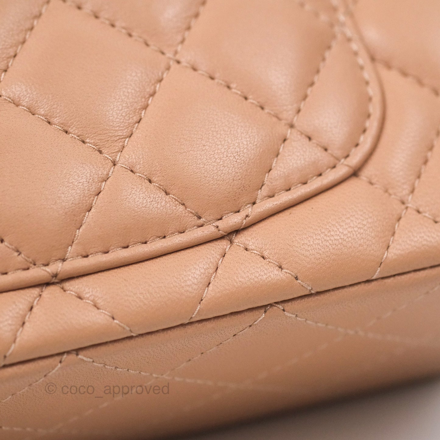 Chanel Quilted Mini Rectangular Flap Beige Lambskin Gold Hardware
