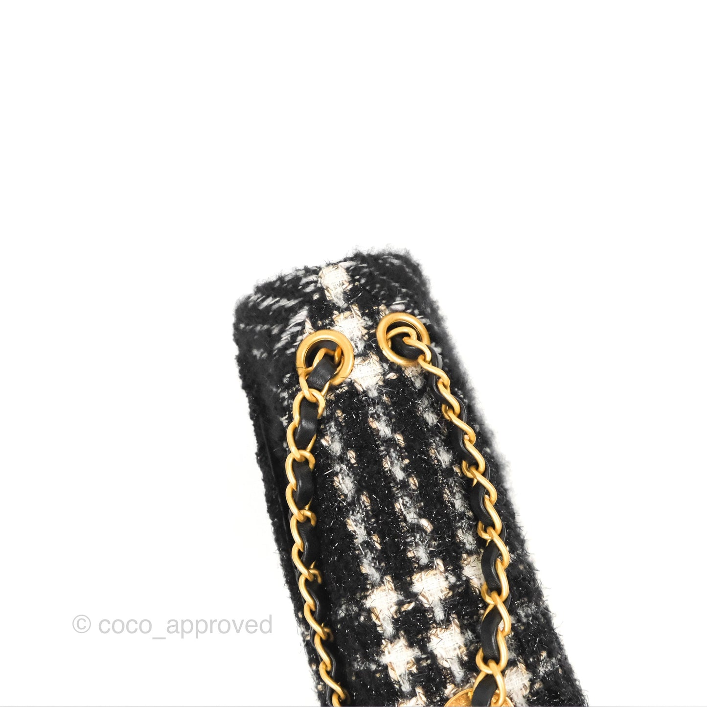 Chanel Medium Single Flap Black Tweed Aged Gold Hardware